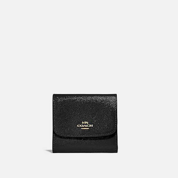 Кошелёк Coach Small Trifold Wallet (B4/Black)(Золото)